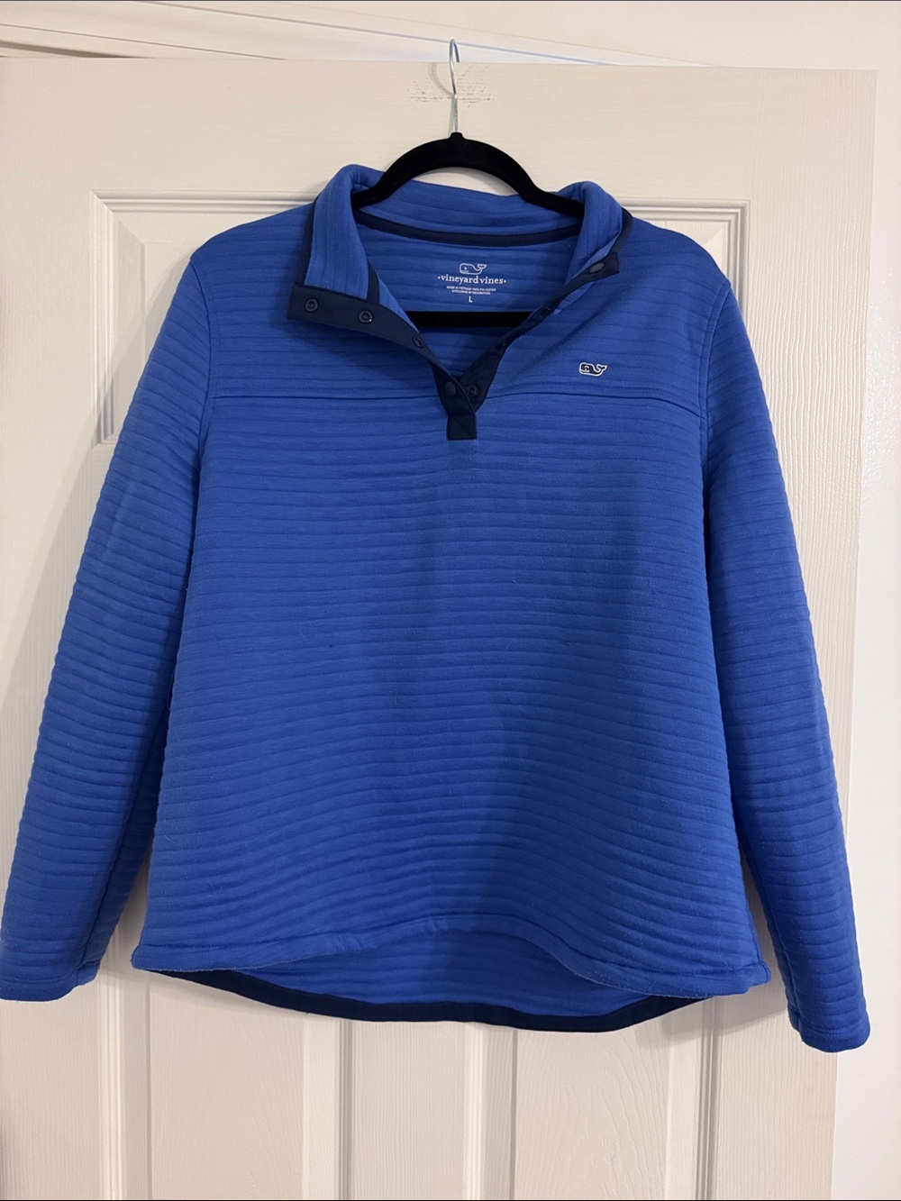 Vineyard Vines Royal Blue Quilted Snap-Placket Pullover